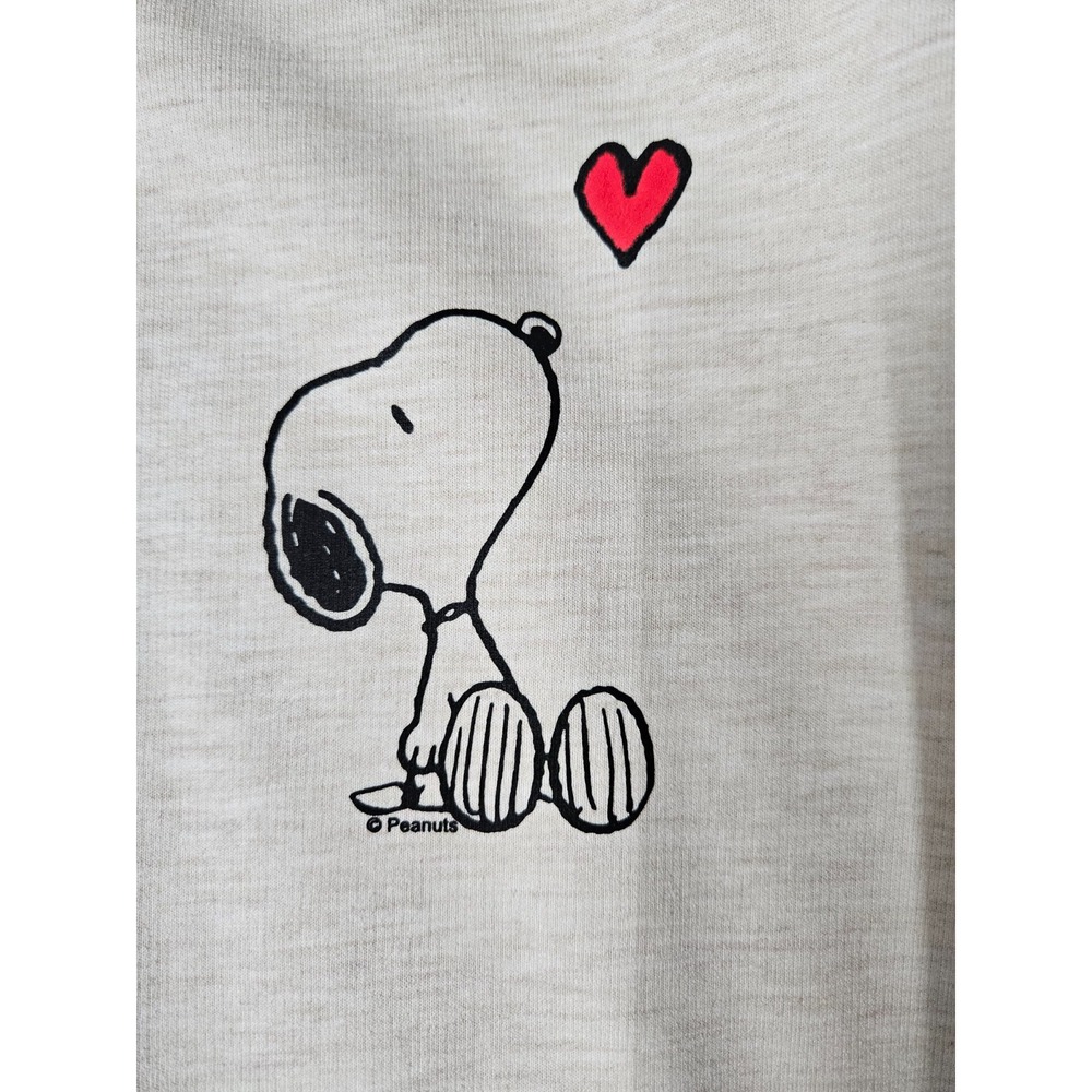 Instant Message Peanuts Snoopy Heart Sweatshirt Oatmeal Heather Crew‎ Neck L